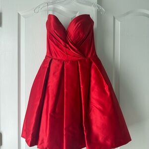 Sherri Hill Vibrant Red Strapless Dress